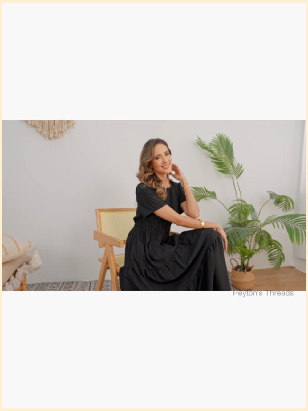 Maxi Dress with Pockets Short Sleeve V-Neck Elastic Waist Boho Casual - Picture 7 of 7